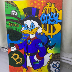 Scrooge McDuck, tablou desenat acrilic pe canvas, 70x50 cm, colorat