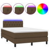 Cumpara ieftin Pat cu arcuri, saltea si LED, maro inchis, 120x200 cm, textil