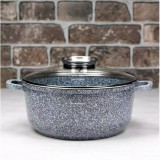Oala cu capac, din aluminiu acoperita cu marmura, 4.5litri, 24cm, gri, Klausberg