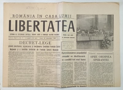 LIBERTATEA , COTIDIAN AL CETATENILOR CAPITALEI , TRIBUNA LIBERA A FRONTULUI SALVARII NATIONALE , 29 DECEMBRIE , 1989 foto