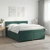 Cumpara ieftin Pat boxspring cu saltea Verde inchis 160 x 200 cm Catifea