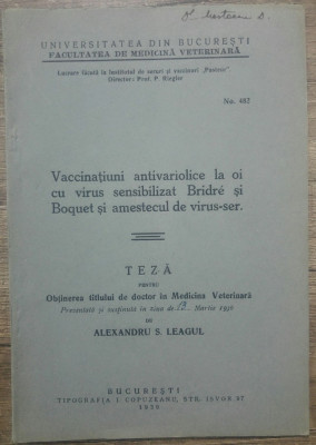 Vaccinatiuni antivariolice la oi cu virus sensibilizat Bridre/ 1936 foto