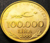 Moneda aniversara 100000 LIRE - TURCIA, anul 2000 *cod 1761 A = excelenta