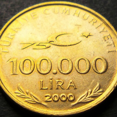 Moneda aniversara 100000 LIRE - TURCIA, anul 2000 *cod 1761 A = excelenta