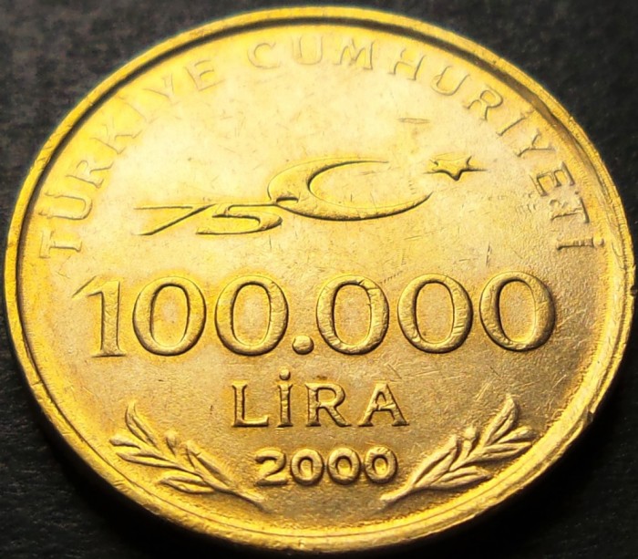 Moneda aniversara 100000 LIRE - TURCIA, anul 2000 *cod 1761 A = excelenta