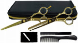 Set foarfece de tuns și foarfece de filat 6,0 Goldos + accesorii