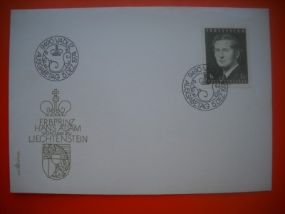HOPCT PLIC FDC S NR 508 PRINTUL HANS ADAM 1974- LIECHTENSTEIN foto