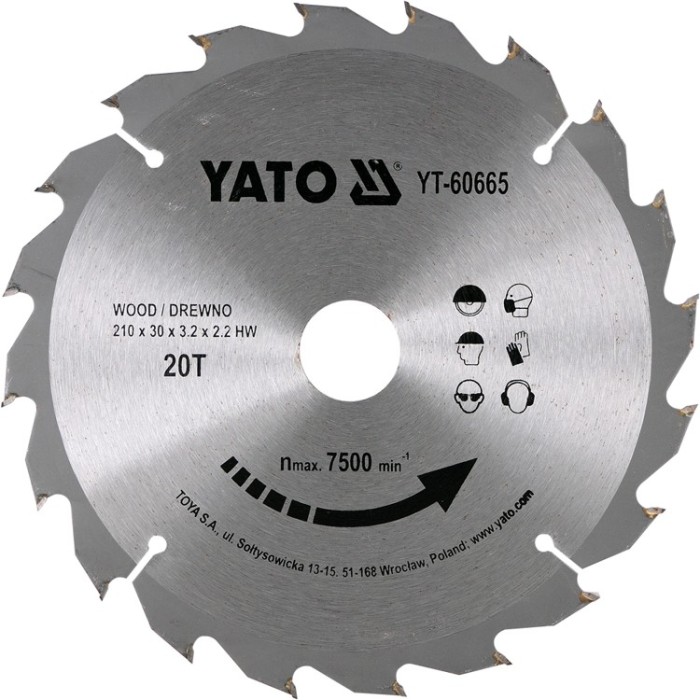 YATO Disc circular pentru lemn 210 x 30 x 3.2 T20