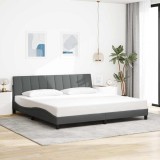 VidaXL Cadru de pat fără saltea, gri &icirc;nchis, 200x200 cm, textil