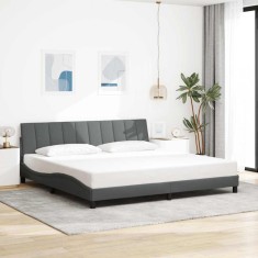 vidaXL Cadru de pat fără saltea, gri &icirc;nchis, 200x200 cm, textil