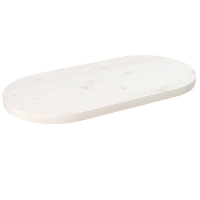 Gossi blat de masa, alb, 60x30x2,5 cm, lemn masiv de pin, oval foto