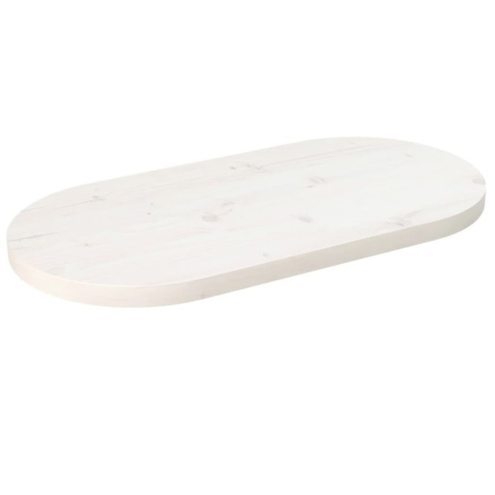 Gossi blat de masa, alb, 60x30x2,5 cm, lemn masiv de pin, oval