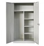 Vestiar Fiset metalic Premium 4 polite si spatiu haine cu bara, 900x400x1800 mm (LxlxH), 60 kg/polita, Neasamblat, PLUS