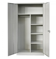 Vestiar Fiset metalic Premium 4 polite si spatiu haine cu bara, 900x400x1800 mm (LxlxH), 60 kg/polita, Neasamblat, PLUS