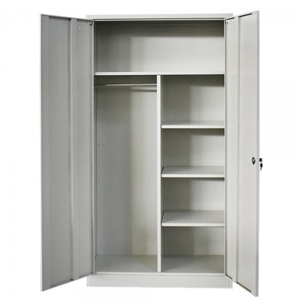 Vestiar Fiset metalic Premium 4 polite si spatiu haine cu bara, 900x400x1800 mm (LxlxH), 60 kg/polita, Neasamblat, PLUS