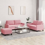 VidaXL Set de canapele cu perne, 3 piese, roz, catifea