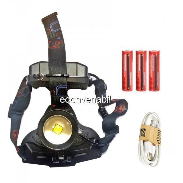 Lanterna Frontala LED 3W 3x18650 Alimentare USB MINGHUO MH634 Lanterna Frontala LED 3W 3x18650 Alimentare USB MINGHUO MH634
