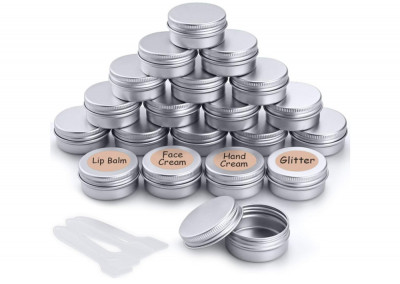 Set 20 Recipiente cosmetice de tip cutie din aluminiu pentru creme, lotiuni sau geluri 20 ml, argintiu - RESIGILAT foto