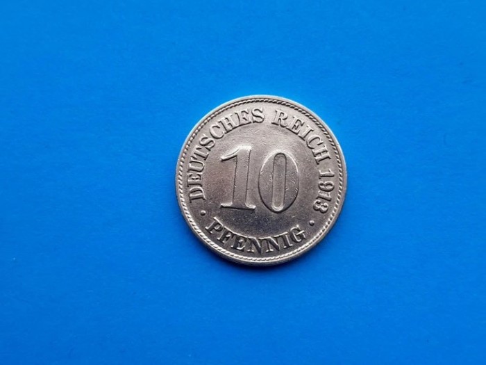 10 Pfennig 1913 Lit. D -Germania-mai Rar-stare buna
