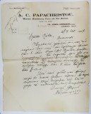 SCRISOARE COMERCIALA EXPEDIATA DE A.C. PAPACHRISTOU , NEGUSTOR LONDONEZ DE BLANURI , UNUI CLIENT BUCURESTEAN , 7 OCT.. 1937