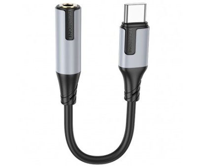 CABLU ADAPTOR Borofone BV19, USB Type-C(T) to Jack 3.5mm(M), lungime 15 cm, gri 6941991108372 (timbru verde 0.08 lei) foto