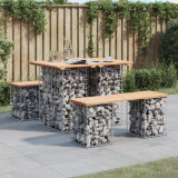 Banca gradina vidaXL, design gabion, lemn pin masiv, 100x70x72cm, maro, suporta 110kg