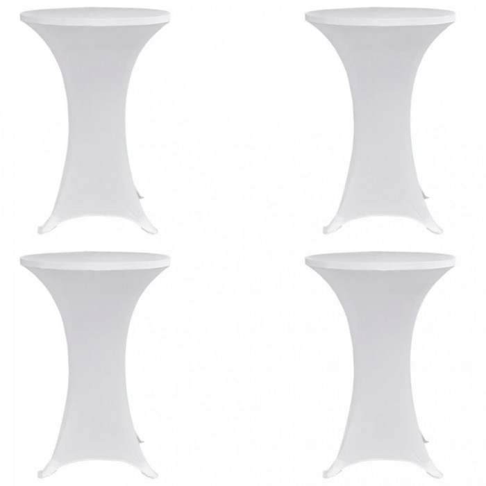 vidaXL Husă de masă cu picior &Oslash;70 cm, 4 buc., alb, elastic