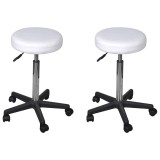 Cumpara ieftin Taburete de birou, 2 buc., alb, 35,5x84 cm, piele ecologica