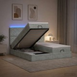 Cumpara ieftin Pat Ottoman cu Saltea si LED Gri deschis 180 x 200 cm Catifea