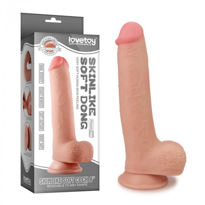 Dildo Ultra Realistic Sliding Skin Dual Layer Dong 8&quot; [ 23cm x 4,4 cm ]