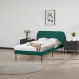 Pat tapitat Porvoo catifea 90x200 cm verde inchis [en.casa] HausGarden Leisure, [en.casa]