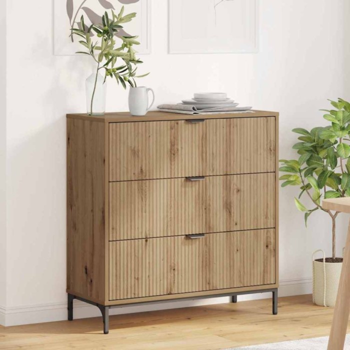 vidaXL Bufet stejar artizanal 79.5 x 33 x 82 cm Lemn compozit 883443