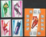 Bulgaria 1987 - Jocurile Olimpice de iarna, sport, serie si colita neuzata