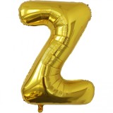 Balon folie metalizata litera z, flippy, 80 cm, umflati cu heliu sau aer, ambalaj individual, pai inclus, auriu