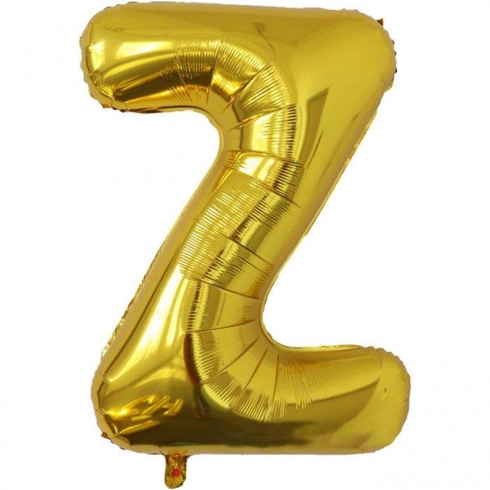 Balon folie metalizata litera z, flippy, 80 cm, umflati cu heliu sau aer, ambalaj individual, pai inclus, auriu