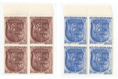 Romania, LP 156/1943, Ziua Sporturilor, blocuri de 4 timbre, MNH foto