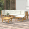 Set mobilier de gradina cu perne alb crem, 6 piese, bambus GartenMobel Dekor, vidaXL
