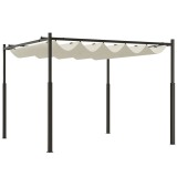 Outsunny Pergolă Pavilion cu Acoperiș Retractabil Rezistent la Apă, Culoare, 298x298x230 cm, Alb Crem | Aosom Romania