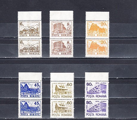 A11 TX1 2 - 1991 - Hoteluri si cabane (uzuale III) - perechi de cate doua timbre