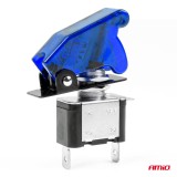 Comutator iluminat (intrerupator) cu protectie, destinatie auto, moto, atv, ssv, off-road, model &quot;top gun&quot;, tensiune 12v - 24v, culoare albastra, Amio