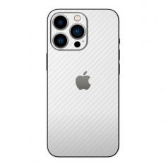 Set Folii Skin Acoperire 360 Compatibile cu Apple iPhone 13 Pro Max - ApcGsm Wraps Skin Carbon White foto