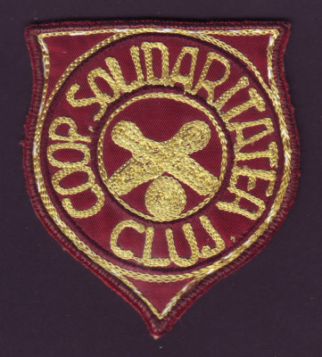 Emblema sportiva brodata Echipa de Popice COOP SOLIDARITATEA Cluj, anii 50 foto