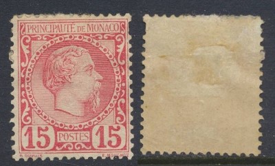 Monaco 1885 Charles III 15C Mi.5 MH regummed AM.428 foto