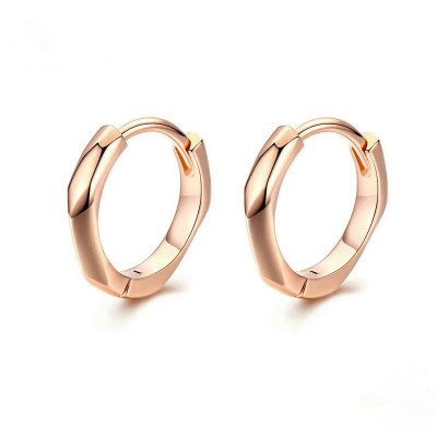 Cercei din argint placat cu aur roz, rotunzi, cu tortita, Rose-Gold Hoops foto