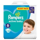 Scutece Pampers Active Baby Giant Pack, marimea 6, 56 buc