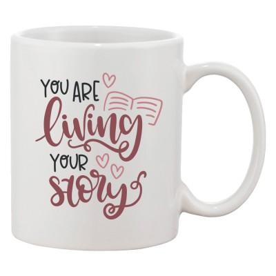 Cana alba personalizata &amp;#039;You are living your story&amp;#039;, ceramica, INOVATIX&amp;reg;. 330 ml foto