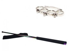 Set baston telescopic 66 cm si box craniu argintiu