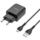 Incarcator Retea cu cablu MicroUSB HOCO N2, 2A, 1 X USB, Negru