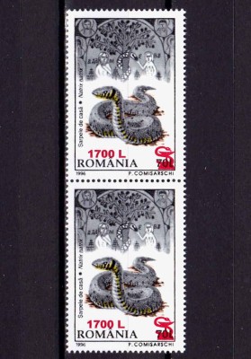 RO 2000 , LP 1506 ,&amp;quot;Fauna 1996 -supra. &amp;quot;sarpe/cupa&amp;quot;&amp;quot; ,pereche ( H sau V !) ,MNH foto