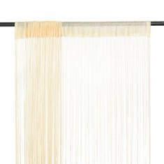 Draperii cu franjuri, 2 buc., 100 x 250 cm, crem foto